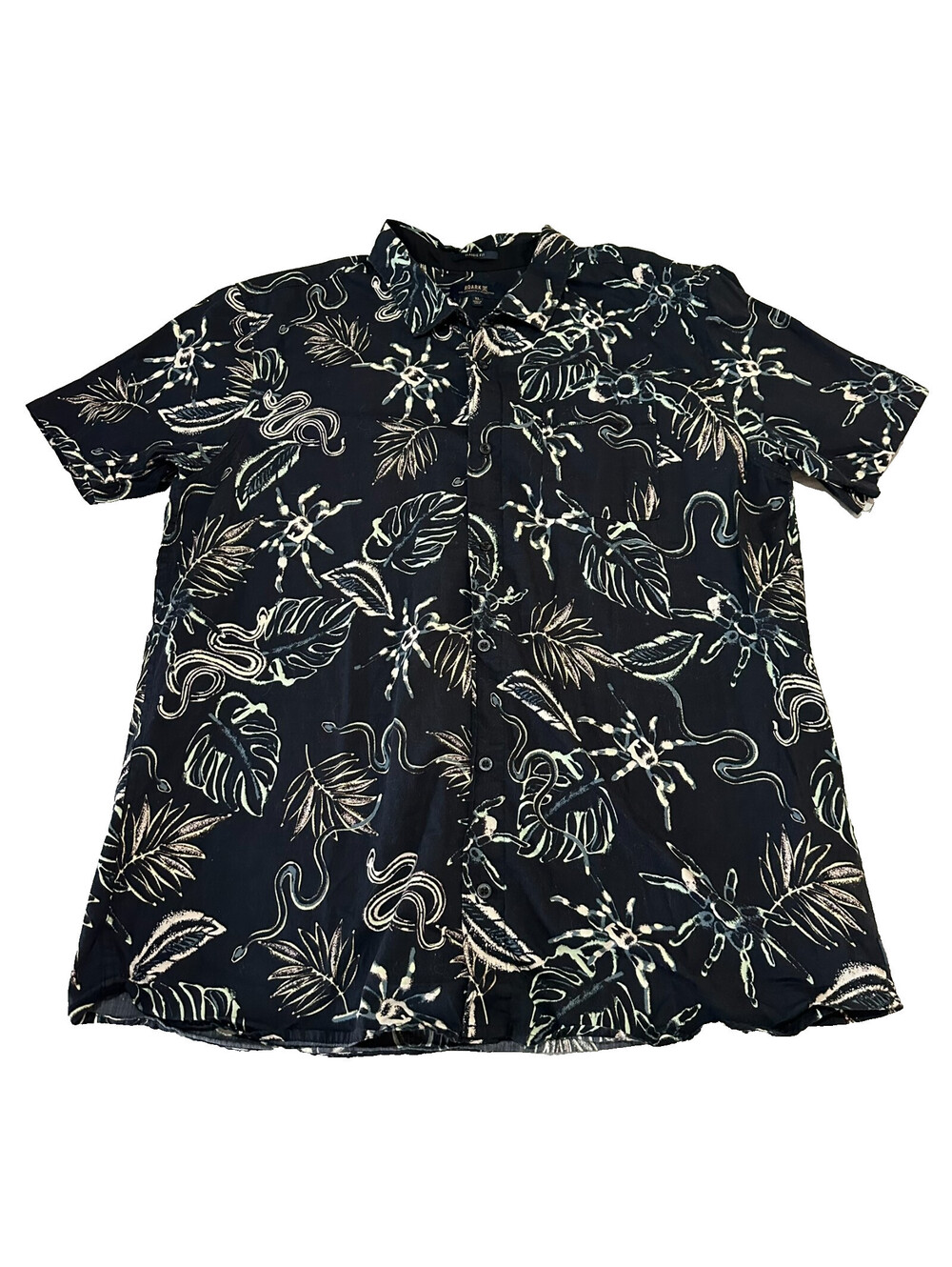 Roark Journey Tropakill Shirt Men XL Black Button Jungle Classic Fit Hawaiian